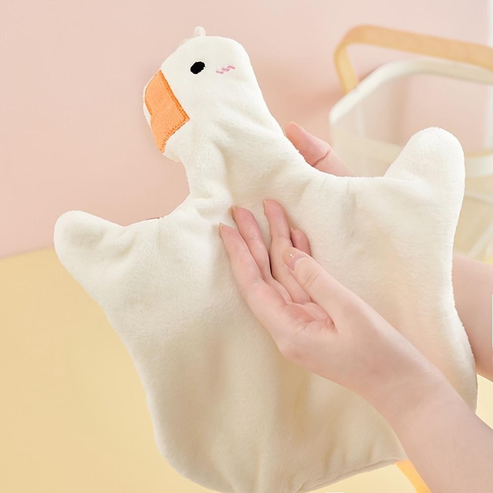 1pc Cartoon Duck Hand Towel Quick-Drying, Absorbent, Hanging Kitchen & Bathroom Towel, Soft Plush