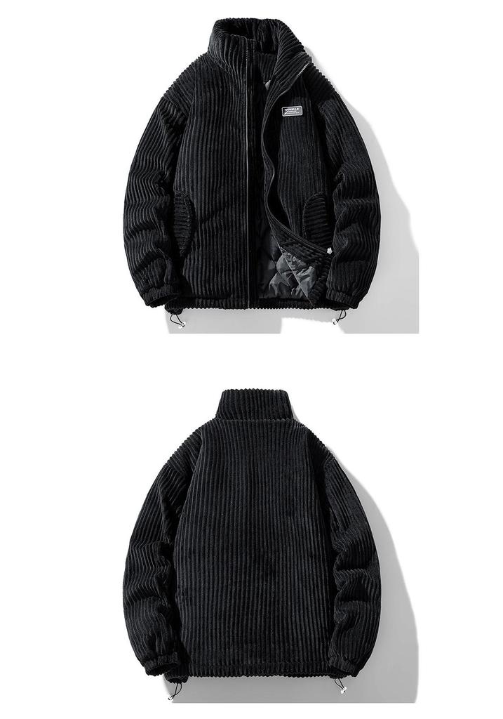 Retro American Corduroy Stand Collar Jacket – Trendy, Warm, Thickened, Unisex for Autumn/Winter