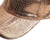 Trendige Unisex Baseballkappe aus PU-Leder mit Krokodilstruktur, Gebogener Schirm zum Sonnenschutz
