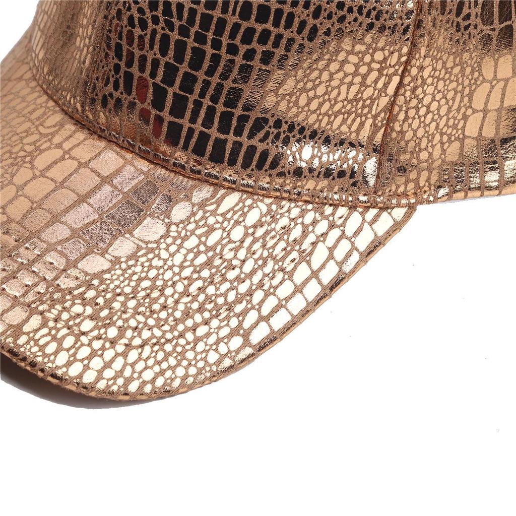 Trendige Unisex Baseballkappe aus PU-Leder mit Krokodilstruktur, Gebogener Schirm zum Sonnenschutz