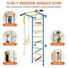 Giochi da Arrampicata 5 in 1 per Bambini Piccoli, Palestrina Indoor per Esercizio, Set Parete Scala in Acciaio con Sbarra per Trazioni, Corda, Anelli da Ginnastica, Regalo per Bambini e Bambine