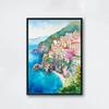 Italian Amalfi Coast Cityscape Poster Positano Watercolor Coastal Landscape Prints Canvas Painting Wall Art Home Room Decoration