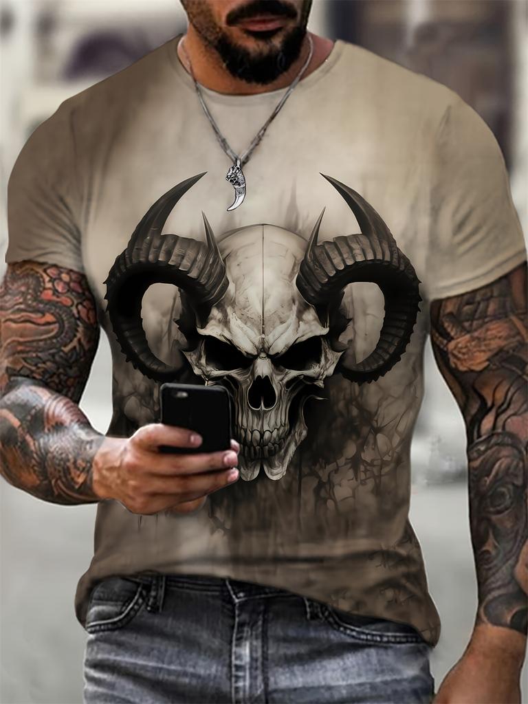 Unisex's Clothing Skeleton Graphic Print T-shirt Oversized T Shirt Unisex Summer Spring Oversized Punk Style Short Sleeve Outdoor Top