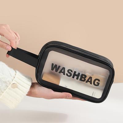 Pu Waterproof Cosmetic Bag Portable Large Capacity Transparent Wash Bag Travel Frosted Cosmetic Organizer Swimming Bag