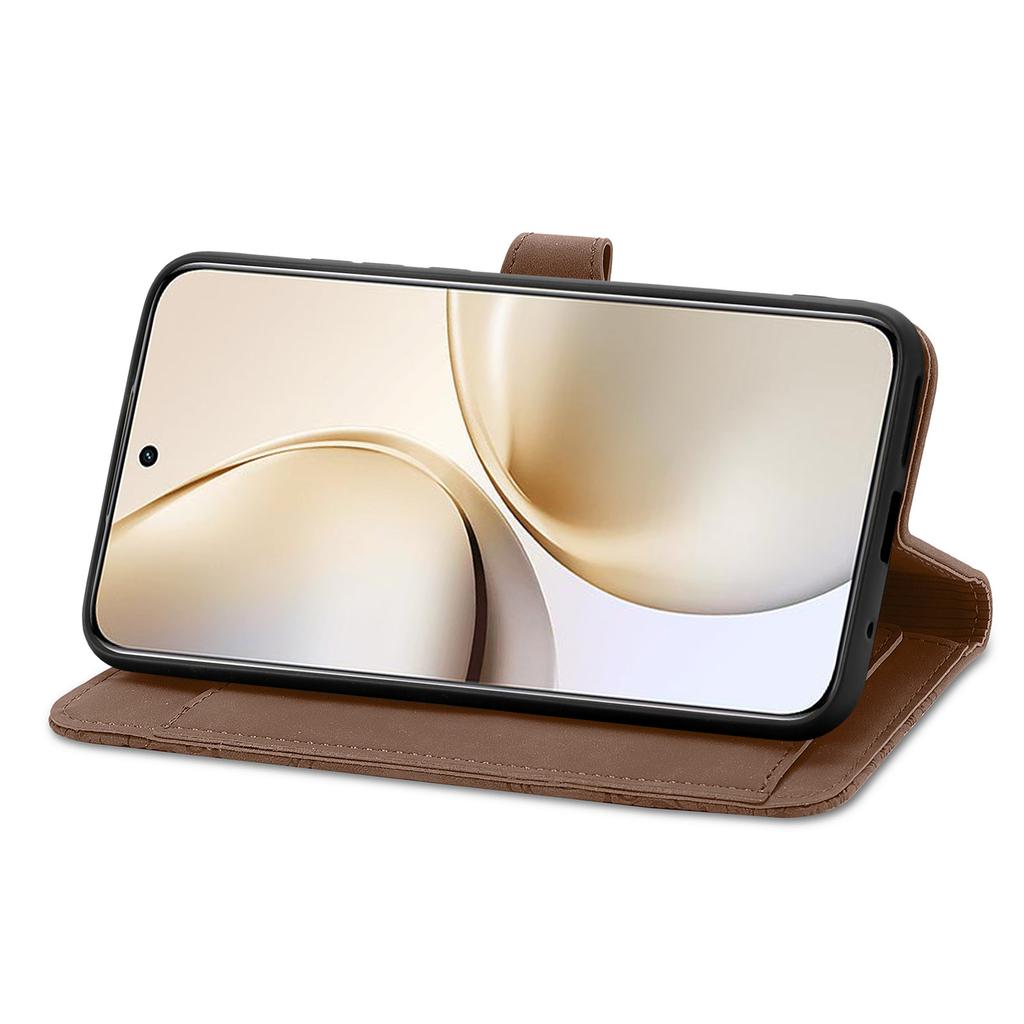 For Realme 14 Pro 5G Zipper Wallet Case with Strap Flower Imprint PU Leather Phone Cover