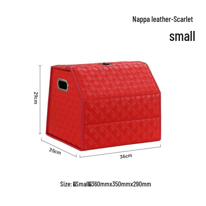 Großer Kofferraum-Organizer für das Auto, Leder mit Schafsfellmuster, Aufklappbares faltbares Design.