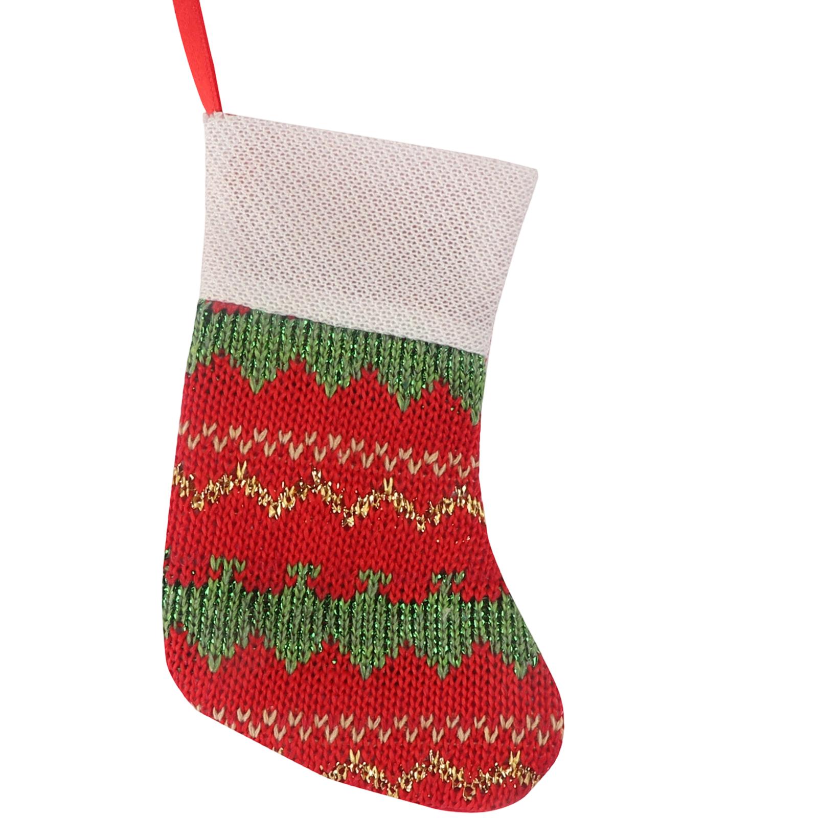 

Рождественские украшения Шерстяные носки Красные и серые Лось Подарочный мешок Детский подарочный мешок Вязаные рождественские носки One Size