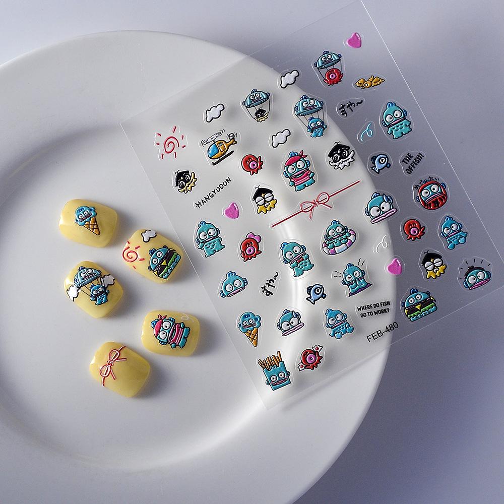 5D Embossed Cute Puppy Nail Art Stickers - Durable, Adhesive, Spotted Dog Design