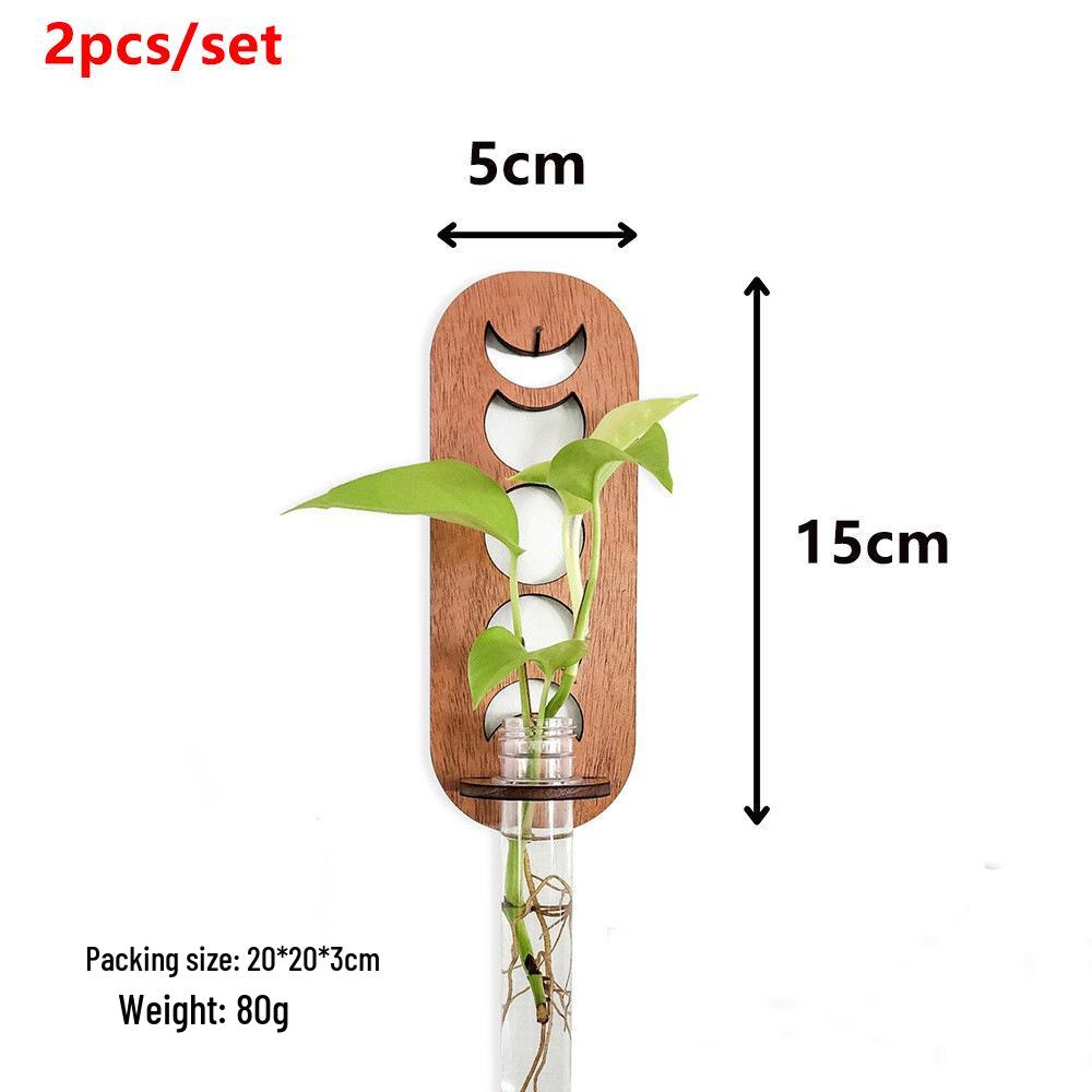 Cross-Border Round Solid Wood Plant Storage Rack – Simple Wall-Mounted Test Tube Wooden Decor for Bedroom.