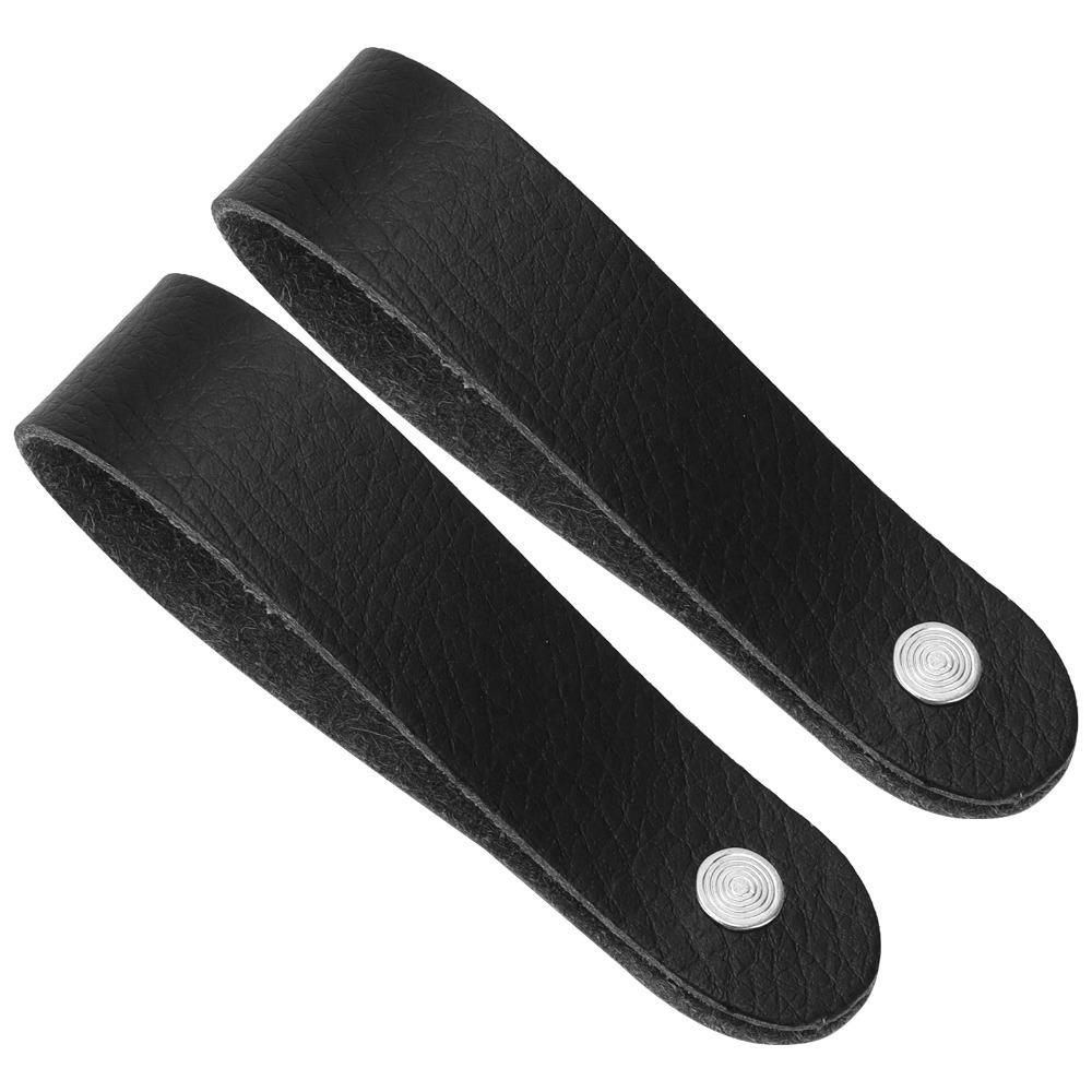 6PCS Leather Material Guitar Strap Holder Black Guitar Strap Lock Headstock Strap Tie  For Guitars