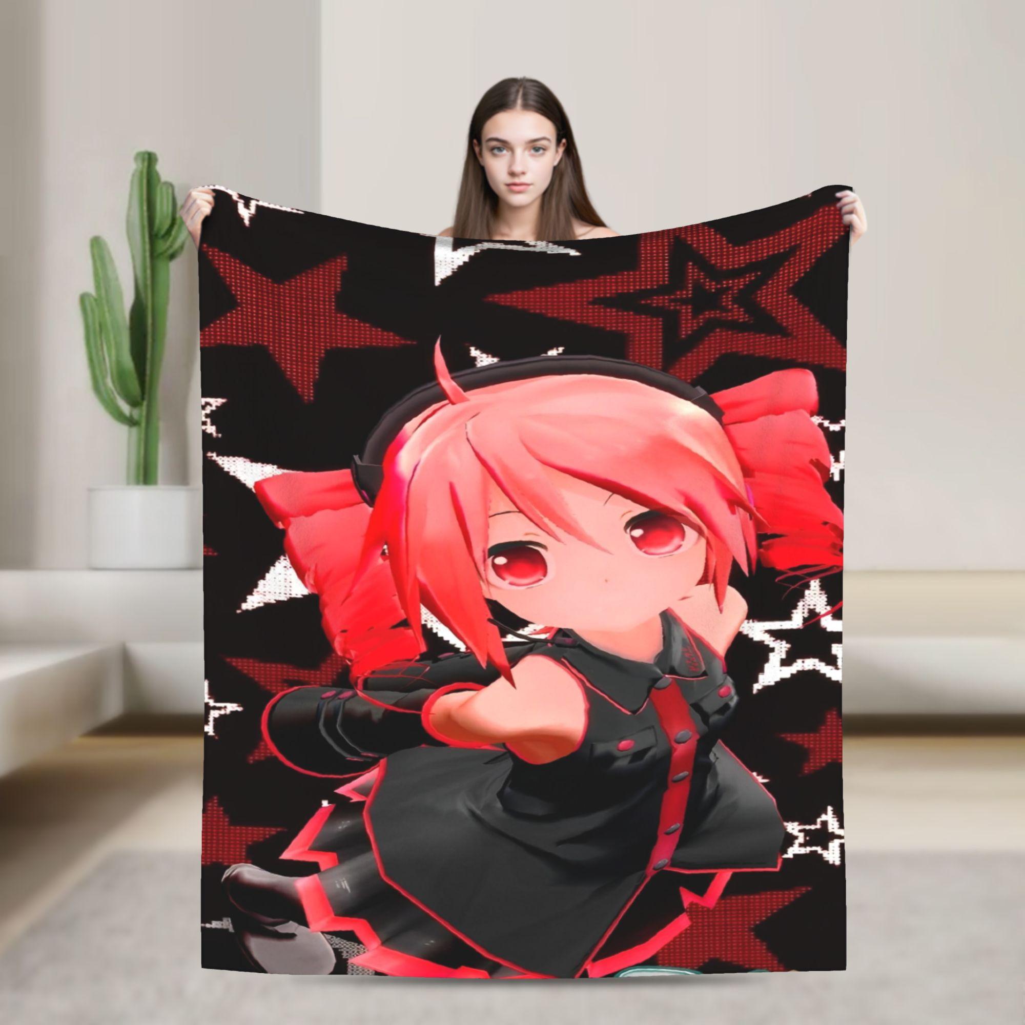 

Kasane Teto Anime Blanket Girl Plush Novelty Breathable Throw Blanket for Bedspread Autumn/Winter 75x90cm