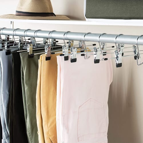 DOIOWN Skirt Hangers, Trouser Hangers, Storage, Stainless Steel, Anti-Slip, Space-Saving, Connectable, Clothes Storage, Closet/Closet Storage, Adjusta