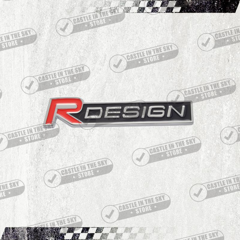 Pegatina de Coche 3D Diseño R Negro Brillante Insignia de Rejilla Frontal de Cabeza Emblema de Calcomanía de Metal Para Volvo V40 V60 V70 XC40 XC60 XC90 S40 S80 D5