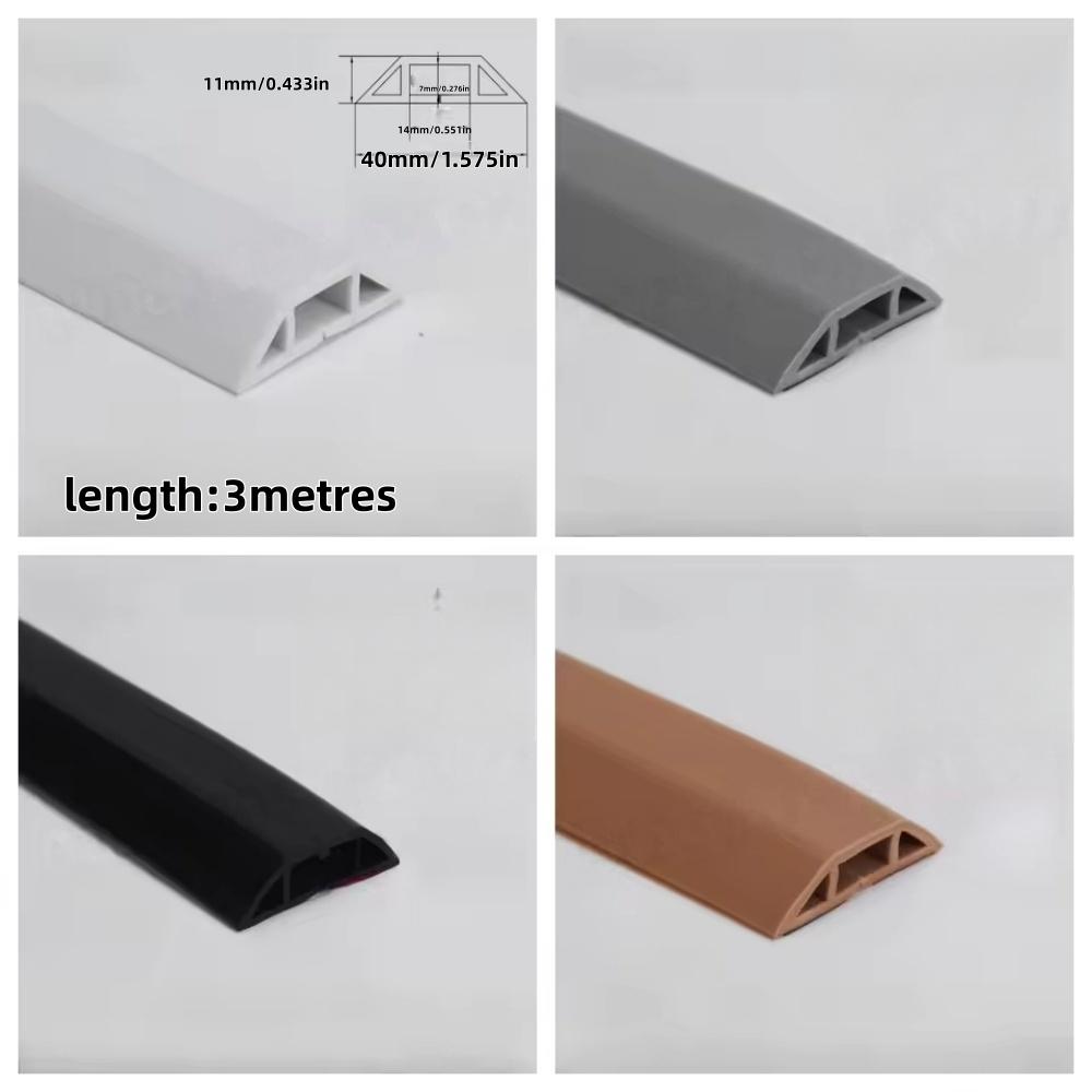 1pc 3meters/118.11in Floor Cord Cover Self-Adhesive Power Extension Wiring Duct Cable Protector Home Outdoor Wire Organizer