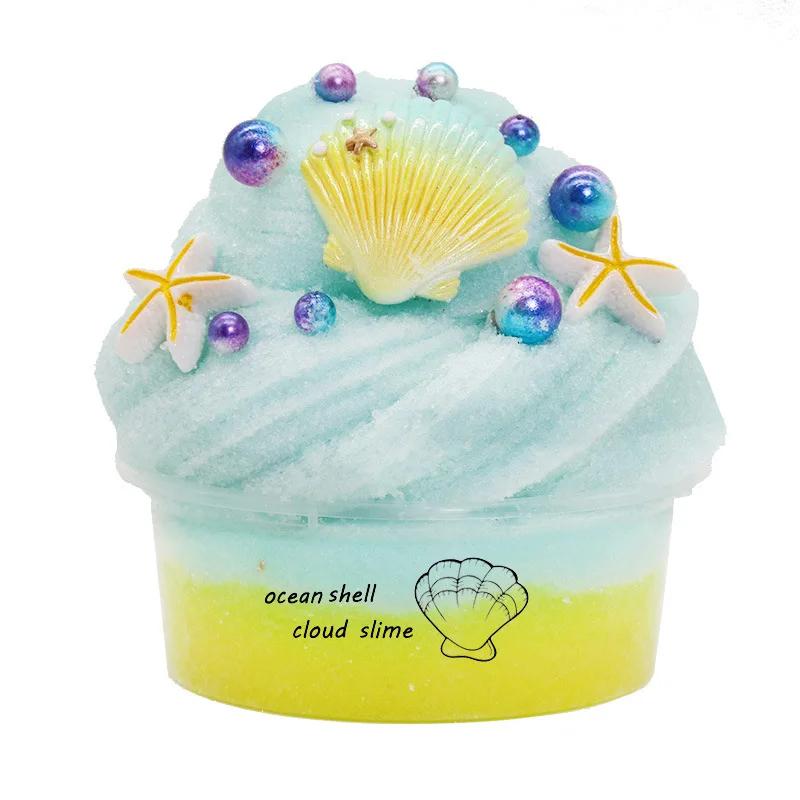 DIY Slime Set Toys for Kids Non Sticky Cloud Slimes Ice Cream Cone Scented Toy Relieve Pressure Rainbow Charms Clay Party Gifts