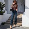 Women's Wide Leg Jeans High Waist Straight Stretch Jeans With Pockets