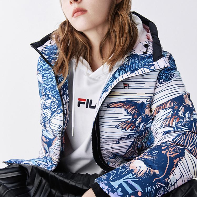 FILA Loose Short Hooded Down Jacket Women Outerwear F11W048906F-BK
