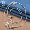 AliZero 925 Sterling Silver Key Heart Lock Necklace Snake Chain Women's Wedding Fashion Charm Jewelry