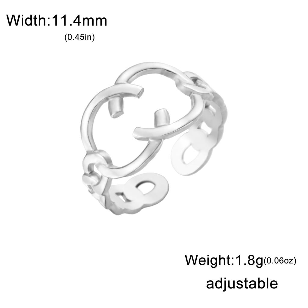 Stainless Steel Vintage  Cuff Rings for Women Girl Elegant Fashion New Non-fading Jewelry Lady Gift Party