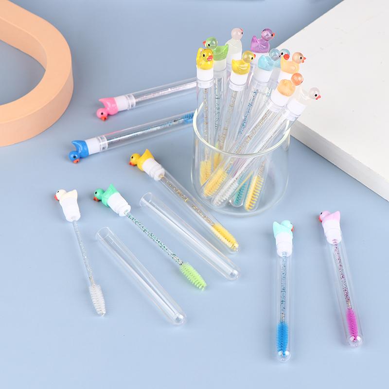 1Pcs Reusable Tube Eyelash Brush Eyebrow Brush Cute Duck Design  Rod Dust-Proof Eyelash Extension Tool Lash Mascara Wand