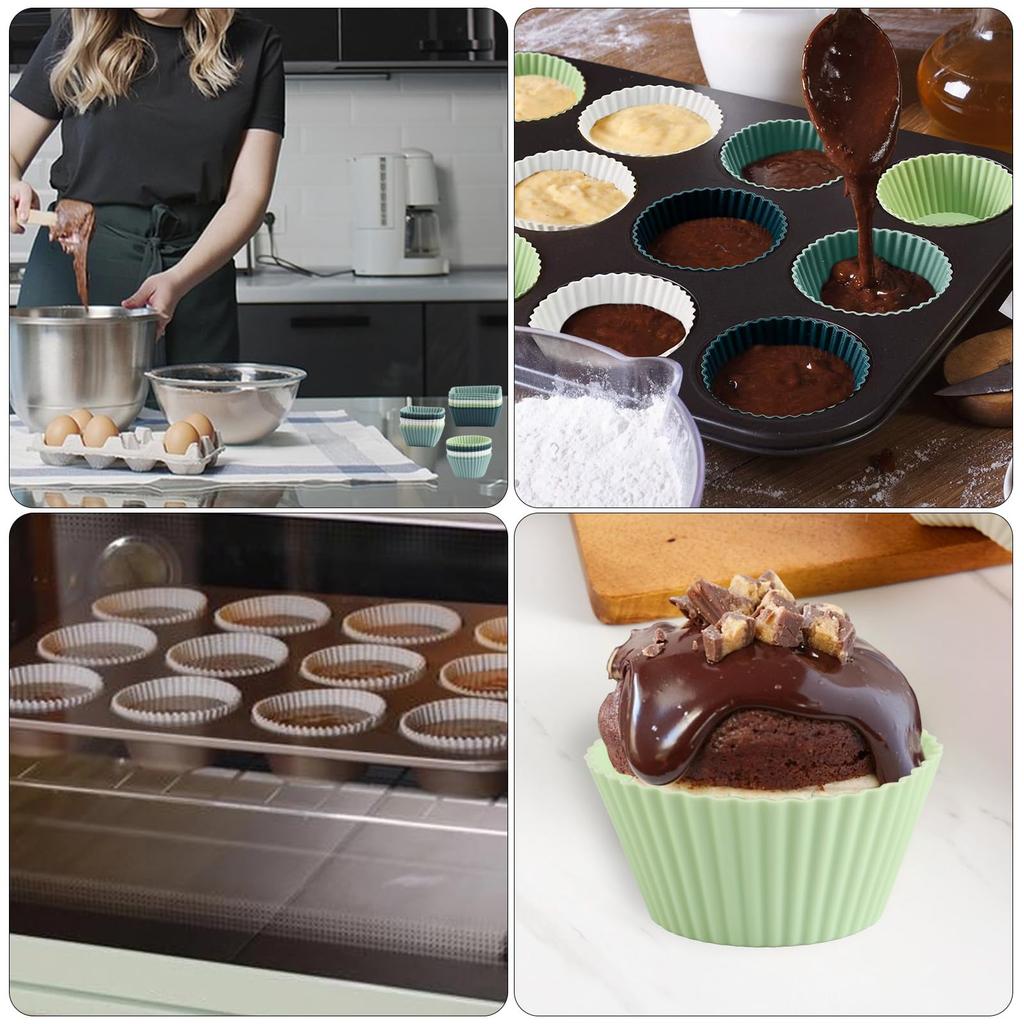 27pk Silicone Muffin Molds - Reusable Baking Cups in Rectangle/Square/Circle