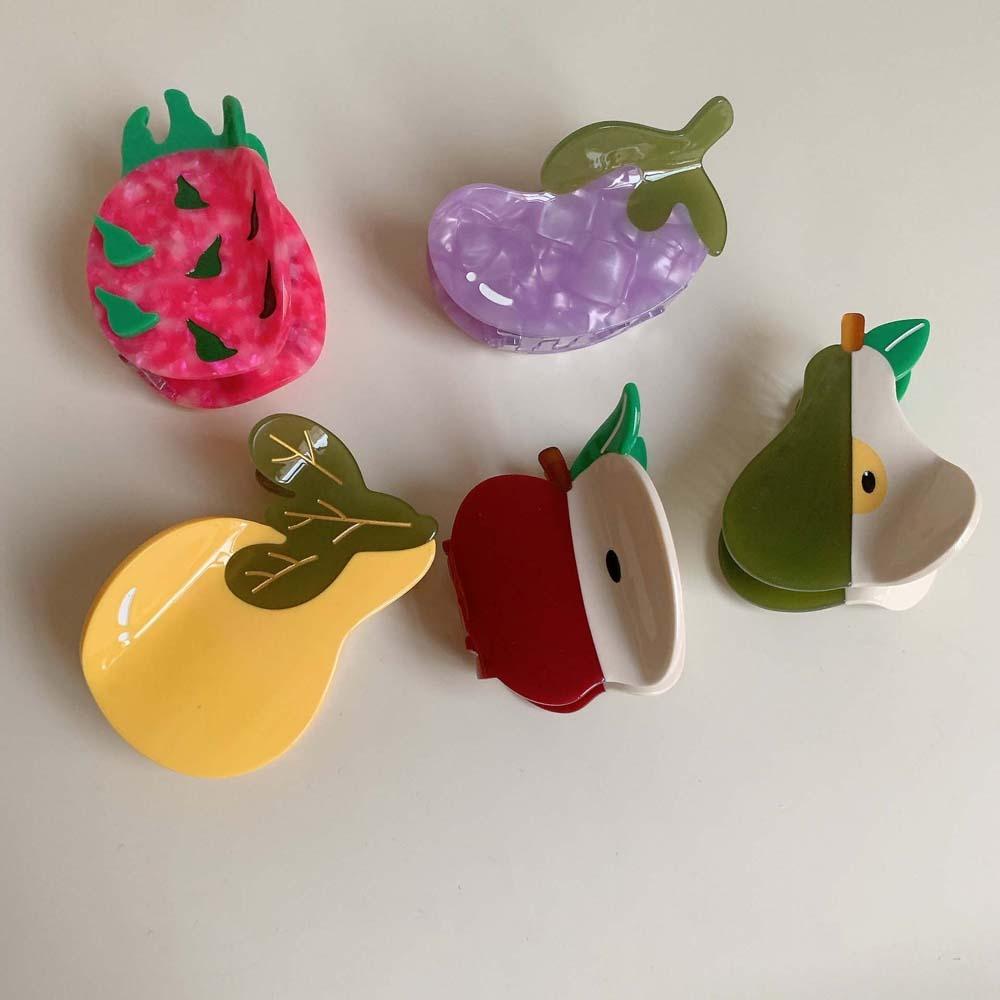Korean Style Acetic Acid Hair Claw Sweet Acrylic Hair Accessories Fashion Fruit Shark Clip  Summer