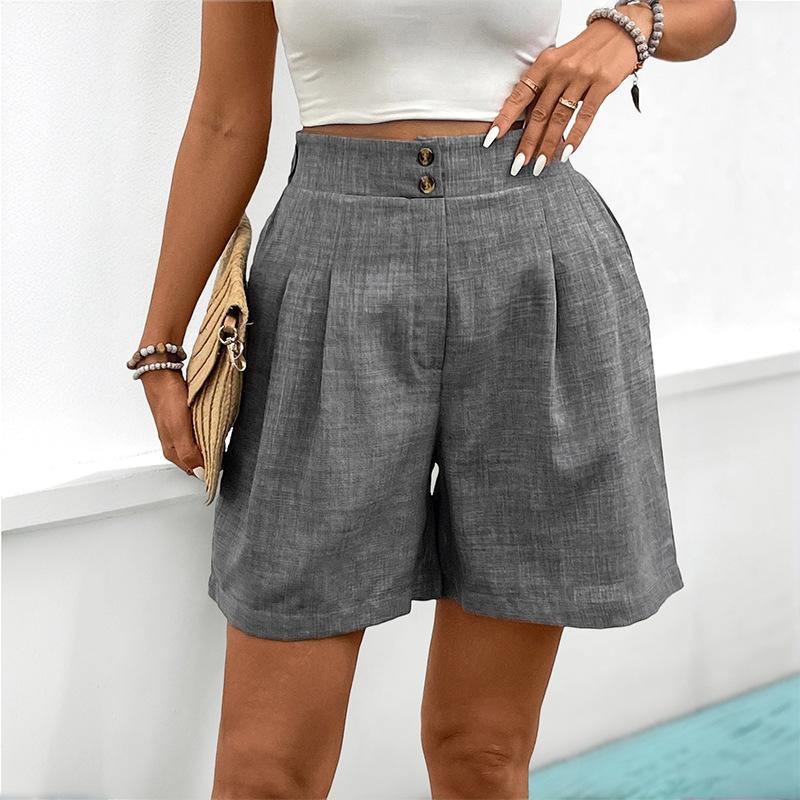 Dehnbare, taillenlose einfarbige Freizeithose - Vielseitige und bequeme gerade Damen-Hose