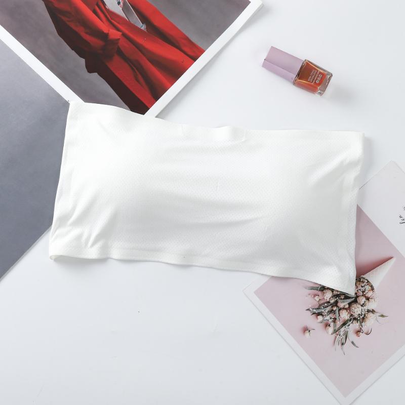 Summer Ice Silk Breathable Vest Seamless One-line Tube Top Buttoned Underwear Bottoming Chest Wrap Bra