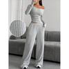 BITCED Women's Fashion Casual Long Sleeve O Neck Pants Suits