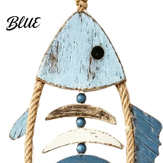 Wood Wall Hanging Decoration Bohemian Wooden Fish Decor With/without LED Lights Coastal Retro Ornament Handmade Hemp Rope for Bedroom Living