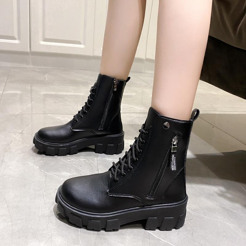 New Boots Ladies Lace-Up Shoes For Women Warm Platform Zipper Ankle Boots Soft Women Shoes Winter Boots Fashion Botas Muje