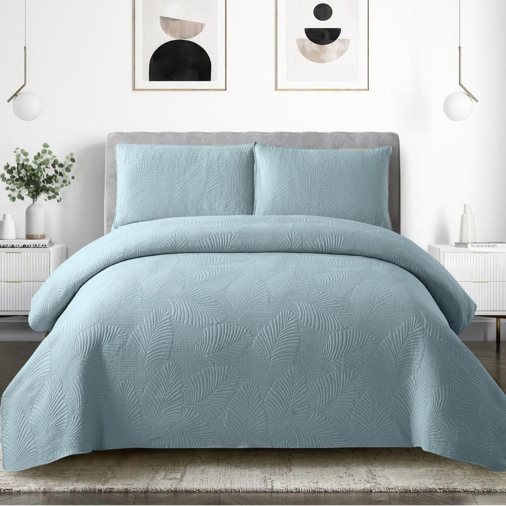 CHAUSUB Queen Size Quilt Set 220x240cm Ultrasonic Quilted Bedspread & Coverlet Summer Lightweight Comforter Blanket for Bed