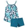 Women's Two Piece Swimsuit Tankini Set with Padded Bra Wireless Support Floral Print Swimwear Top and Bottoms