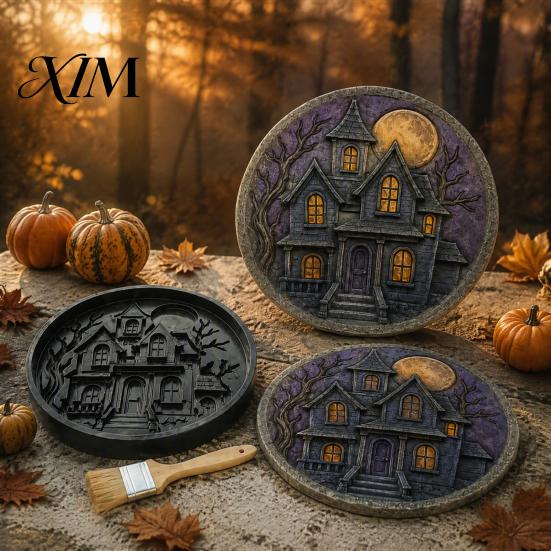 Resin Soap Making Mold Halloween Stepping Stone Mold, Reusable Plastic Molds, DIY Cement Durable Casting Form Path Maker for Garden Patio Lawn
