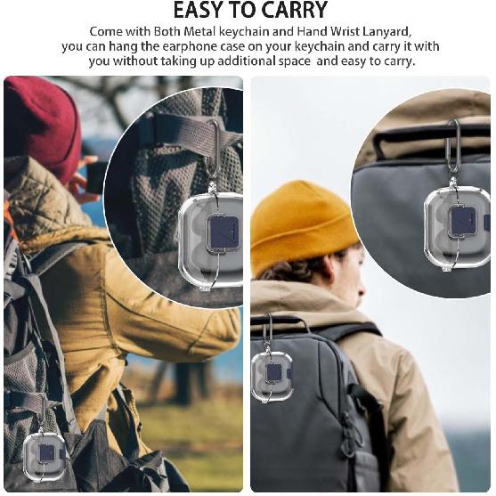 Case Cover for Samsung Galaxy Buds3 FE/Buds3 Pro/Buds 3 with Secure Lock & Phone Stand,TPU Protective Cover with Keychain & Lanyard and Cleaner