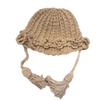 New Retro Flower Hand-woven Braided Wool Hat Women's Autumn and Winter Warm Lace Fringed Knitted Hat