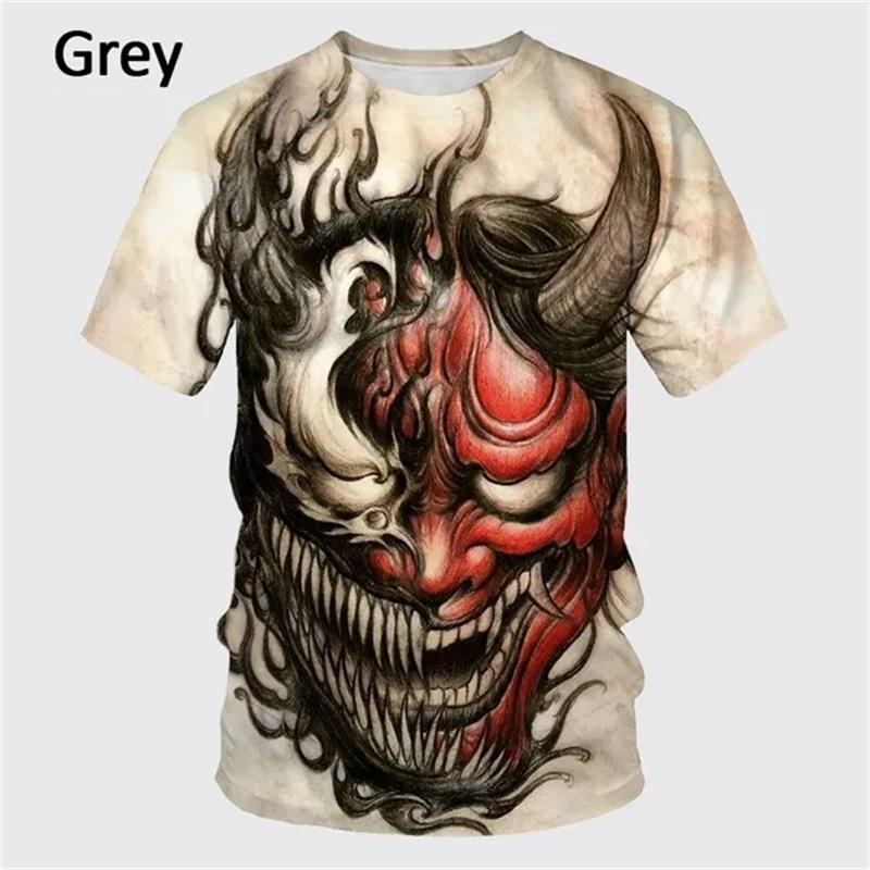 Japanische Geist Prajna Grafik T-Shirts für Herren 3D-Druck Rundhals Lässige Kurzarm-T-Shirts Personalisierte Herren-T-Shirts