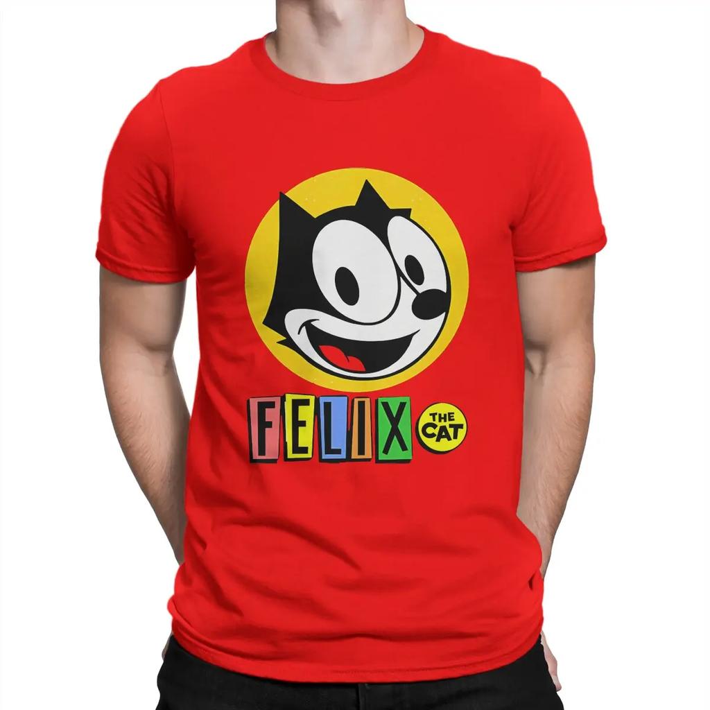 T-shirt da uomo per fan Cotone puro Fantastici T-shirt Girocollo F-Felix il Gatto Cartoni Animati Magliette a Manica Corta Top Stampa