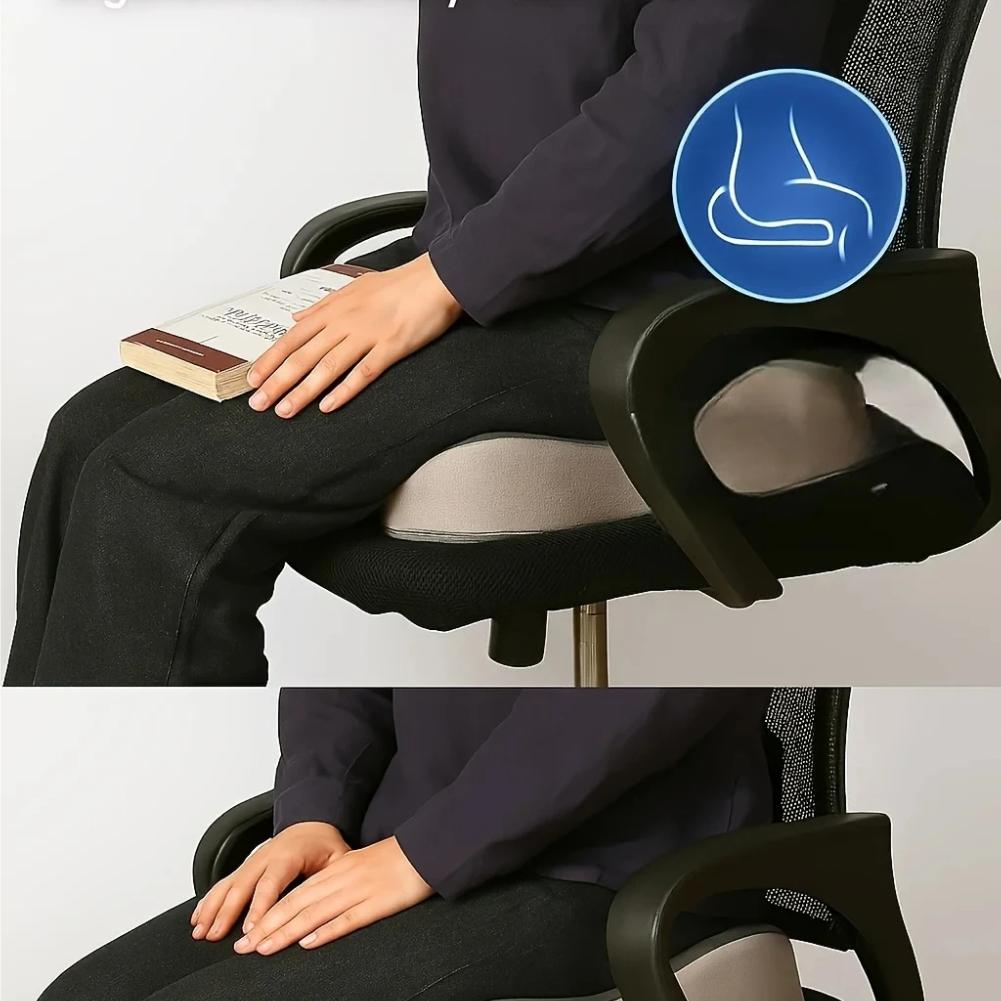 1pc Memory Foam Seat Cushion - 3D Ergonomic Support| Light Green & Grey, Washable Polyester, Car/Office Essentials Home Decor