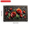 2D Flat 30*20cm, Vintage Floral Wooden Sign, Decorative Red Poppies Wall Art, Multipurpose Wall Hanging Plaque, Home Decor, Kitchen, Garden, Bedroom.