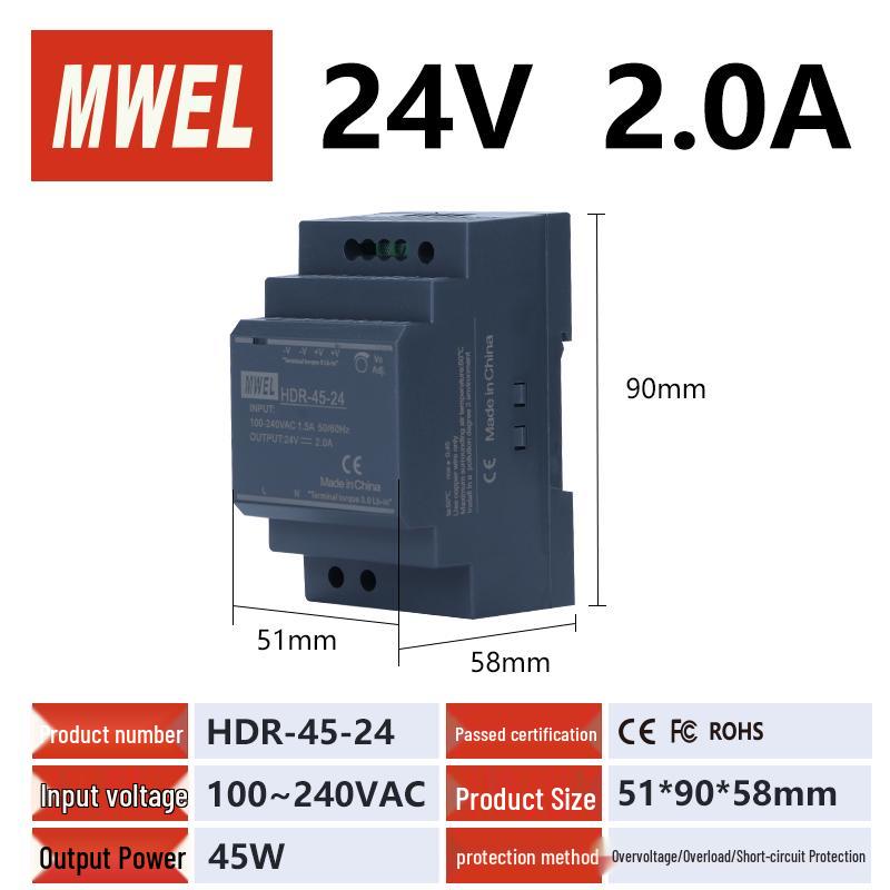 NDR 240W DIN Rail Power Supply, 220V AC to 12V DC Transformer