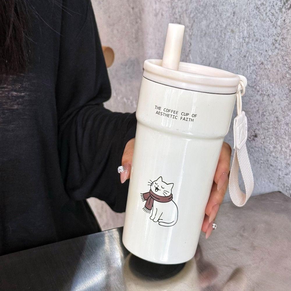 500ML Vacuum Cup High-Capacity Insulation Or Cooling Stainless Steel Cup With Lifting Rope Thermal Mug for Boys and Girls