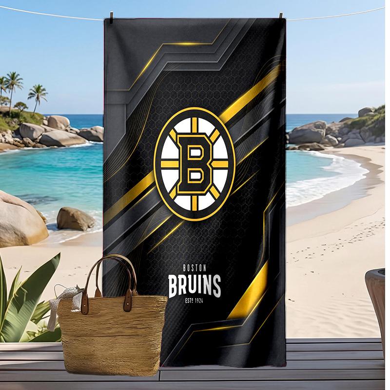 Boston Bruins Print Beach Towel Soft Portable Quick?dry Towel For Pool Summer Vacation Outdoor Sport