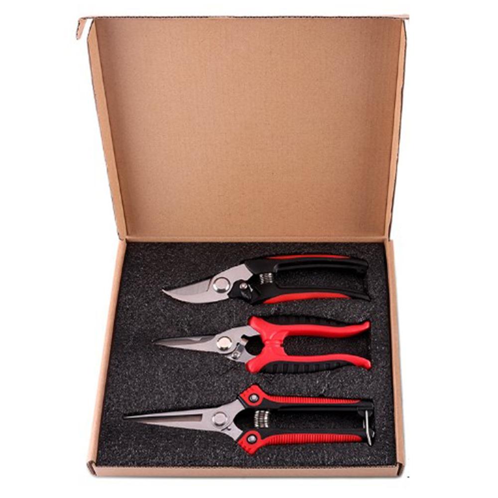 Silver and Red Pruning Shears Set Heavy Duty Bypass Pruners Professional Flower Shears