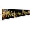 Large Welcome Home Banner, Black Gold Welcome Home Party Supplies Decoration, Family Gathering Party Supplies Decoration (9.8 X 1.6 Feet)