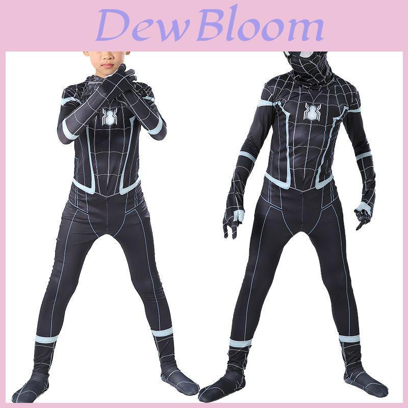 Stunning Black Spider-man Homecoming Cosplay Costume With Breathable Material For Kids And Adults