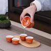 Ceramic Travel Tea Set Outdoor Tea Making Kung Fu Tea Kuaike Cup Portable Storage Bag Persimmon Persimmon One Pot Three Cups Set