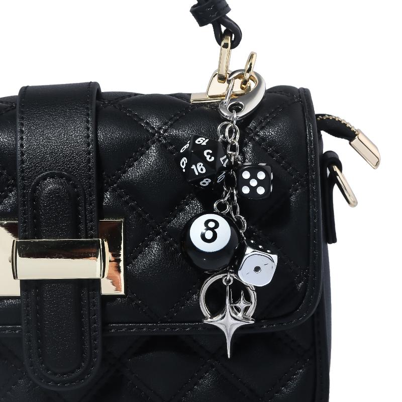 Hiphop Dice Billiards Keychain Y2K Black Dice No. 8 Starburst Pendant Bag Charms Hangings Punk Cool Ornament Accessories