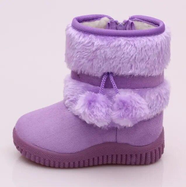 Botas de neve para meninas, botas de inverno confortáveis, grossas e quentes para crianças, botas grossas de bola de arremesso, outono, botas fofas para meninos, sapatos de princesa