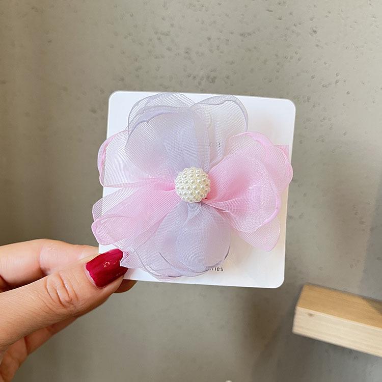 Spring-Summer Mesh Floral Hair Clip for Girls – Cute Camellia Princess Accessory
